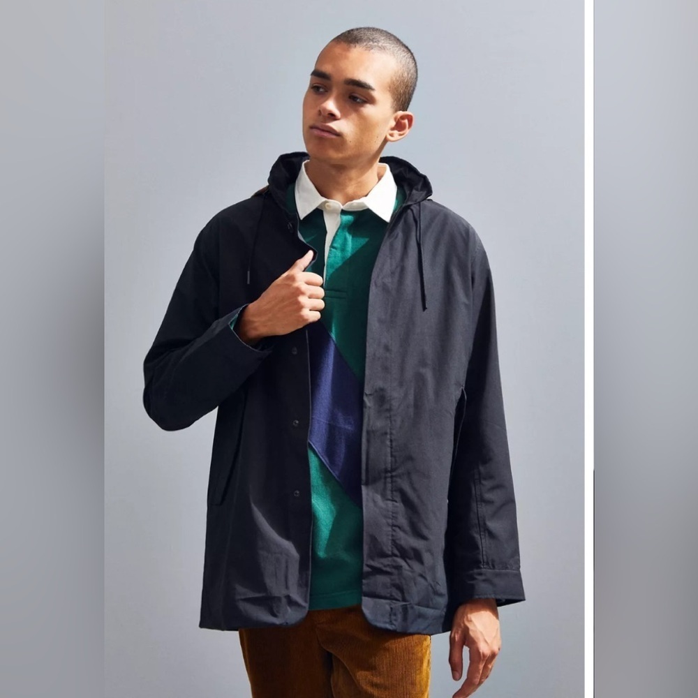 Herschel Supply Co. Stowaway Mac Jacket Camo Hood SZ L Men’s Black